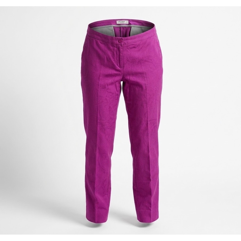Etro Milano Fuchsia Purple Stretch Cotton Trousers IT 46 US 10 Italian Resort